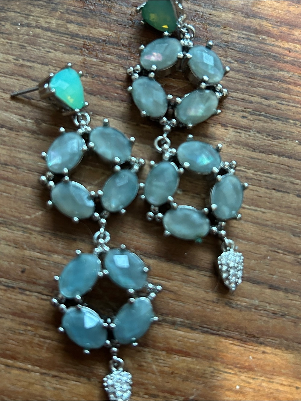 Jenny Packham Aquamarine-Blue Opalescent Multi-Drop Crystal Earrings